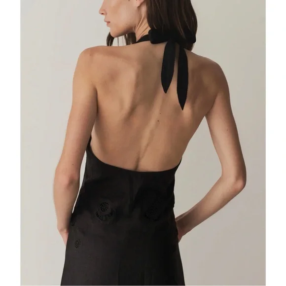 NWT DÔEN Heirloom Maxi Lace Black Mariza Linen Dress - Picture 6 of 8